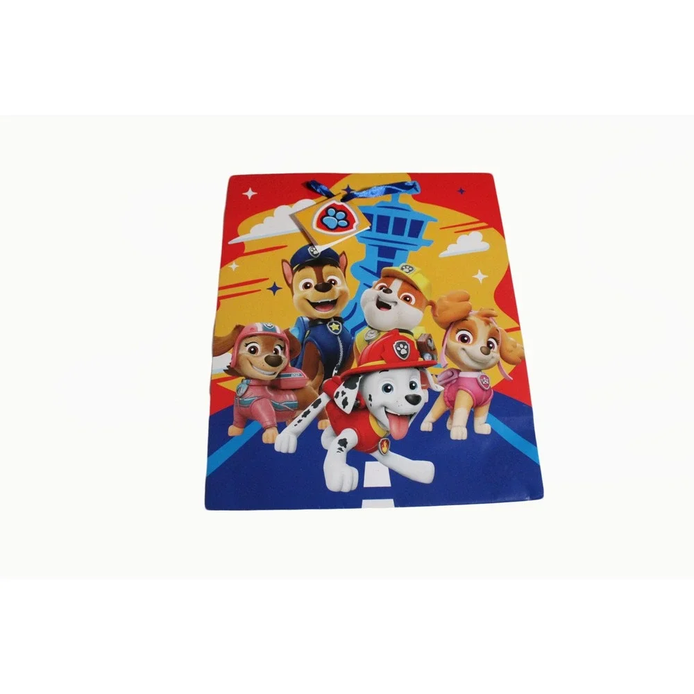 Paw Patrol Large Birthday Gift Bags‎ Blue Ribbon Handles Lot of 2 12.5x10.5